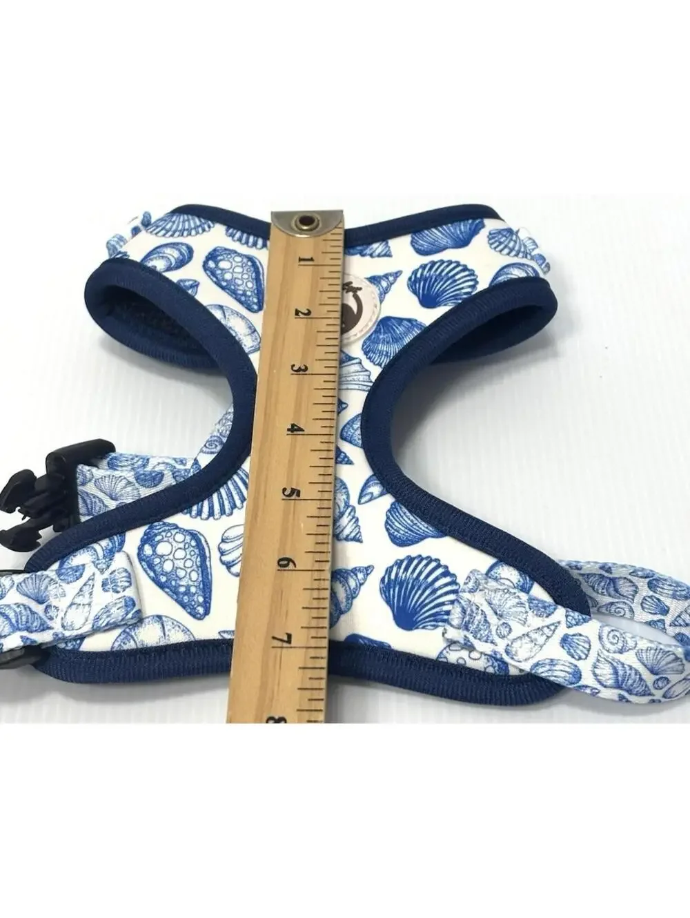 Pet Dog Harness XS - Blue & White Sea Shell Print - Mesh Padded ,Adjustable -NEW